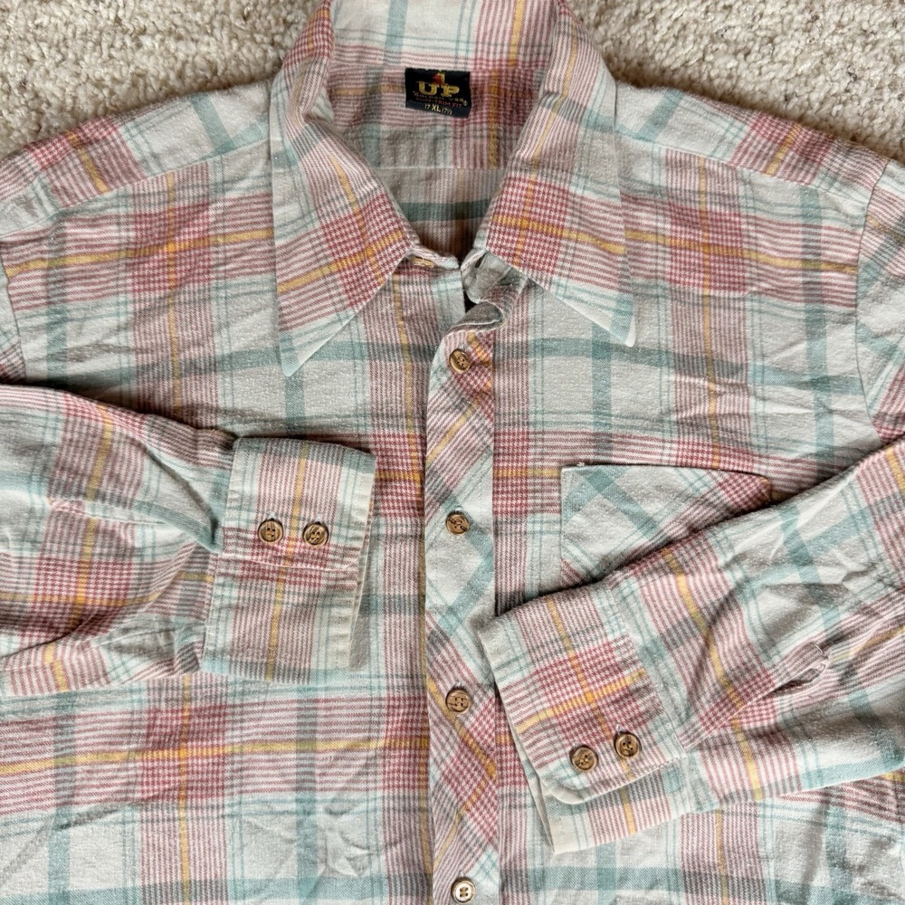 Vintage 80's 1 Up Golden Vee Men's 100% Cotton Flannel